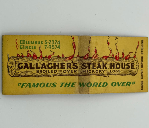 "Gallagher’s Steak House" NYC, NY Vintage Feature Matchbook with a Full-Length Cover! -B