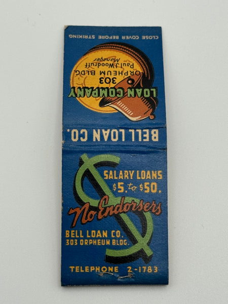 "Bell Loan Co." Vintage Feature Matchbook