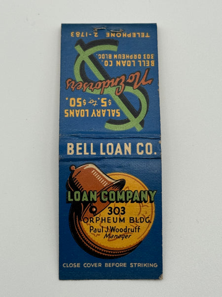 "Bell Loan Co." Vintage Feature Matchbook