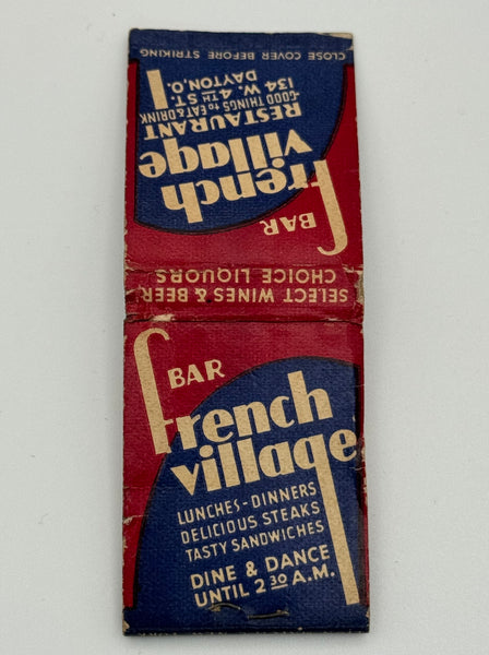 "French Village Restaurant" Dayton, OH Vintage Feature Matchbook