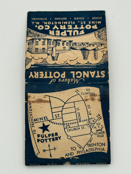 "Fulper Pottery Co. -Makers of Stangl Pottery" Flemington, NJ Vintage Feature Matchbook