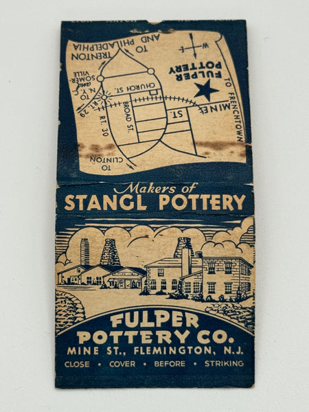"Fulper Pottery Co. -Makers of Stangl Pottery" Flemington, NJ Vintage Feature Matchbook