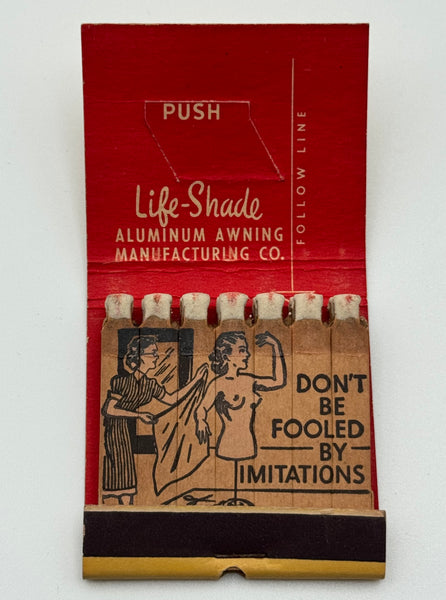 "Life-Shade Aluminum Awning Mfg. Co." Paramount, CA Vintage Feature Matchbook