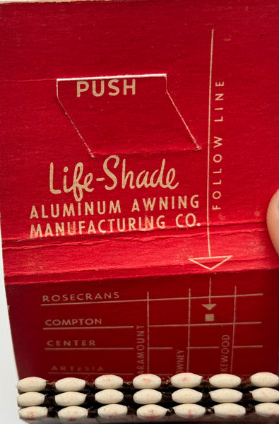 "Life-Shade Aluminum Awning Mfg. Co." Paramount, CA Vintage Feature Matchbook