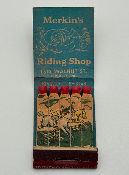 "Merkin’s Riding Shop" Phila. PA Vintage Feature Matchbook
