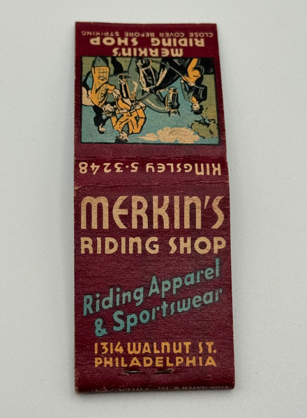 "Merkin’s Riding Shop" Phila. PA Vintage Feature Matchbook