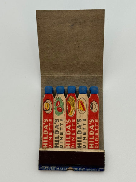 "Hilda’s Dinette" Sandusky, OH Vintage Feature Matchbook w/ a Full-Length Cover!