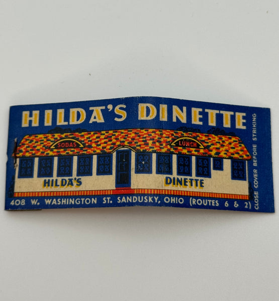 "Hilda’s Dinette" Sandusky, OH Vintage Feature Matchbook w/ a Full-Length Cover!