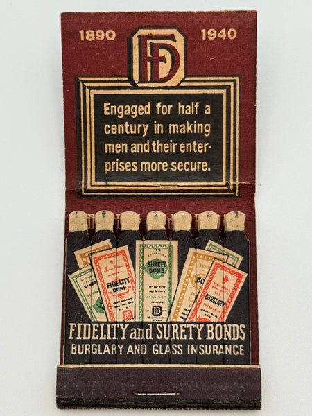"Boston Branch of Fidelity and Deposit of Maryland" Vintage Feature Matchbook