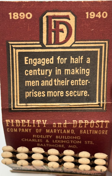 "Boston Branch of Fidelity and Deposit of Maryland" Vintage Feature Matchbook