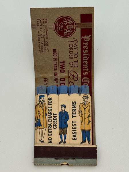 "Frye’s Good Clothes" Harrisburg, PA Vintage Feature Matchbook