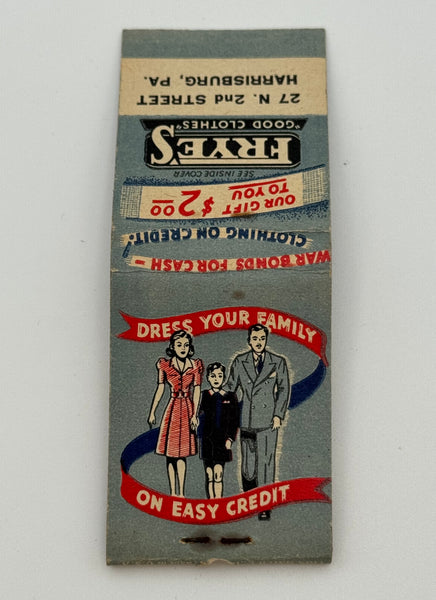 "Frye’s Good Clothes" Harrisburg, PA Vintage Feature Matchbook