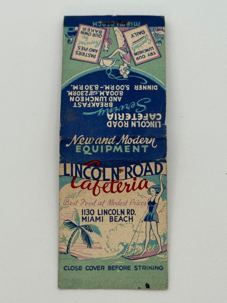 "Lincoln Road Cafeteria" Miami Beach, FL Vintage Feature Matchbook