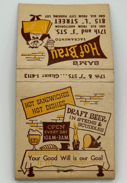 "Sam’s Hof Brau"  Sacramento, CA Vintage Feature Matchbook