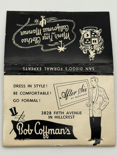 "Bob Coffman’s" San Diego,CA Vintage Feature Matchbook