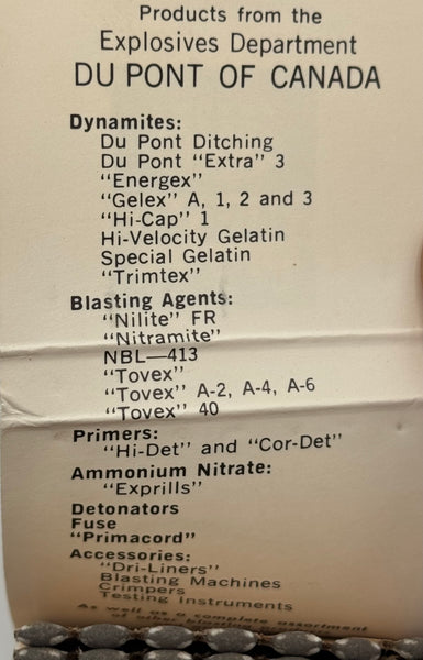 "Explosives / Du Pont of Canada" Vintage Feature Matchbook