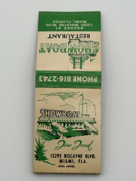 "Showboat Restaurant" Miami, FL Vintage Feature Matchbook