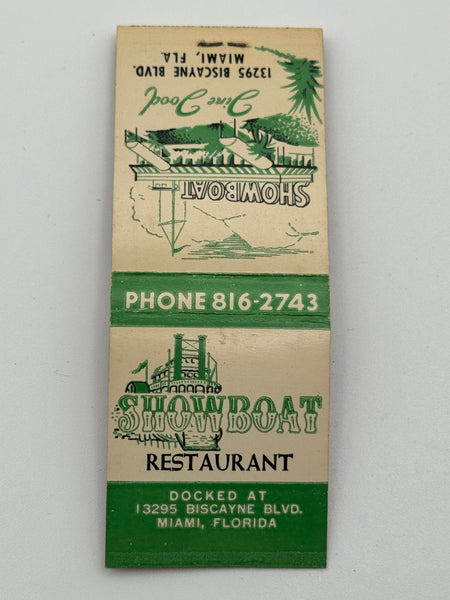 "Showboat Restaurant" Miami, FL Vintage Feature Matchbook