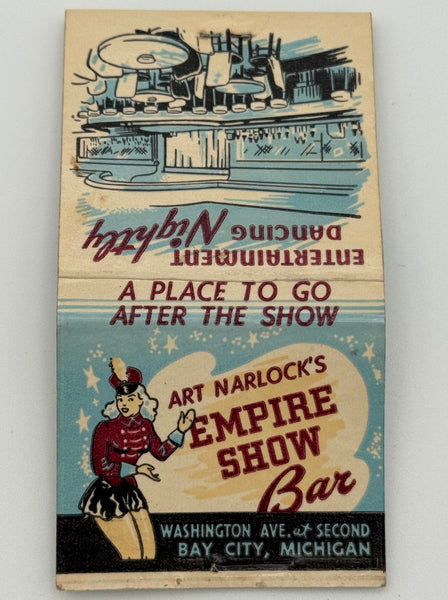 "Art Narlock’s Empire Show Bar & Bowling" Bay City, MI Vintage Feature Matchbook