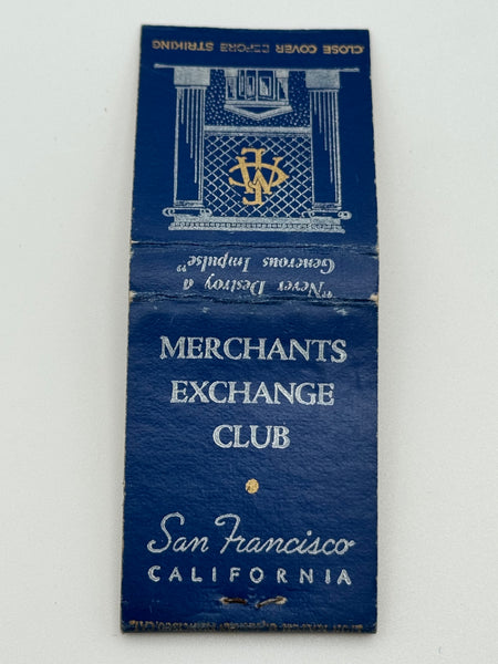 "Merchants Exchange Club" San Francisco, CA Vintage Feature Matchbook -B