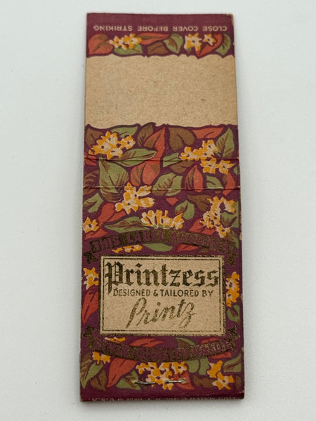 "Printzess -Designed & Tailored by Printz" Vintage Feature Matchbook