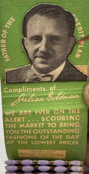 "Julian Goldman" Norristown, PA Vintage Feature Matchbook w/ a Pop-Up Display!