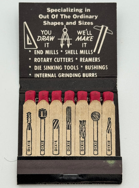 "Lear Siegler, Inc./ Dixie Tools" Bridgeport, MI Vintage Feature Matchbook