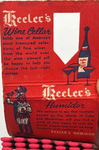 "Keeler’s" Vintage Feature Matchbook with a Knot-Hole Cover