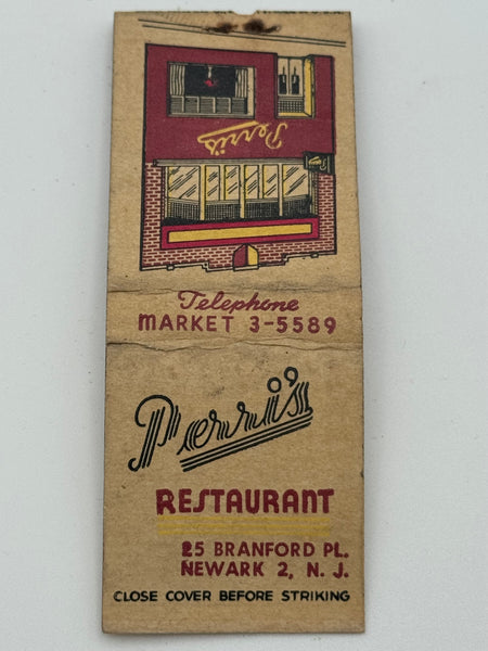 "Perri’s Restaurant" Newark, NJ Vintage Feature Matchbook