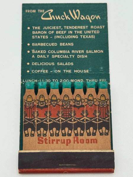 "Hotel Multnomah / The Stirrup Room" Portland, OR Vintage Feature Matchbook