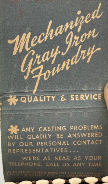 "Gregg Iron Foundry" El Monte, CA Vintage Feature Matchbook