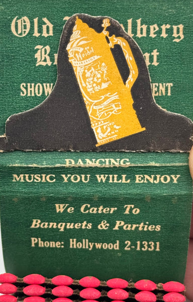 "Old Heidelberg Restaurant" Hallandale, FL Vintage Feature Matchbook with a Pop-Up Display! -B