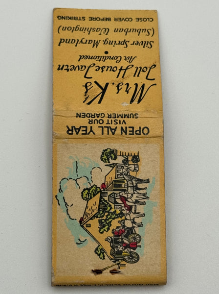 "Mrs. K’s Toll House Tavern" Silver Spring, MD Vintage Feature Matchbook.