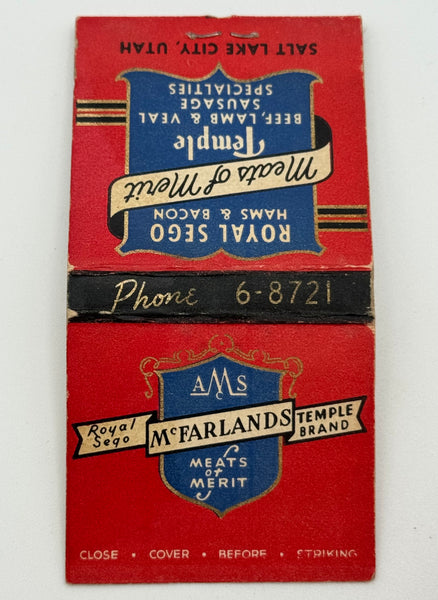"McFarlands" Salt Lake City, UT Vintage Feature Matchbook