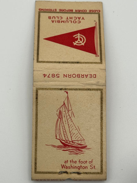 "Columbia Yacht Club" Vintage Feature Matchbook