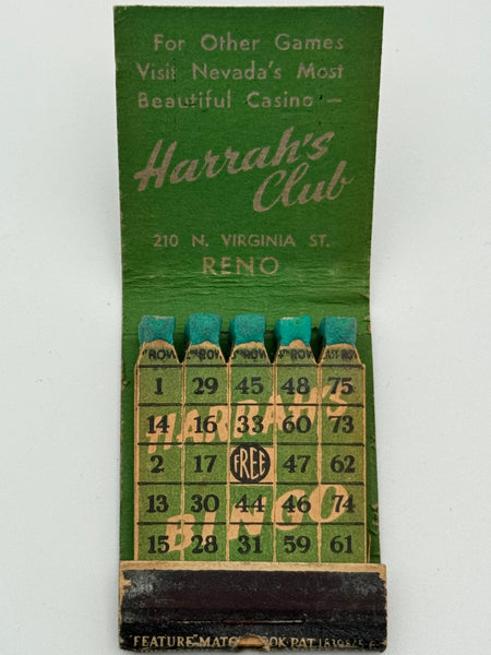 "Harrah’s Club / BINGO" Reno, NV Vintage Feature Matchbook