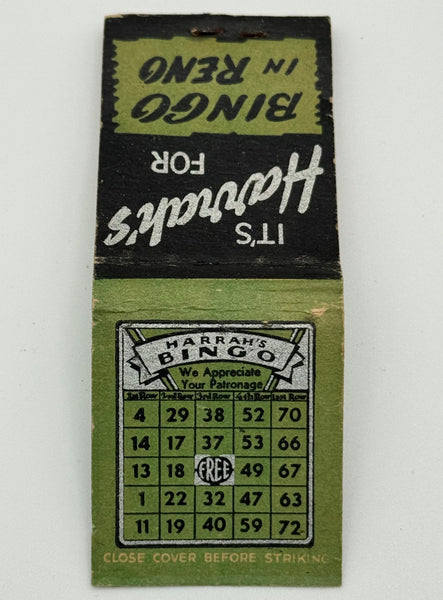 "Harrah’s Club / BINGO" Reno, NV Vintage Feature Matchbook