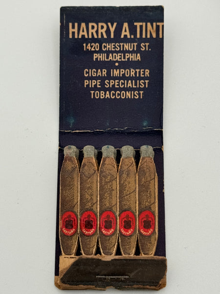 "Harry A. Tint Tobacconist" Phila, PA Vintage Feature Matchbook