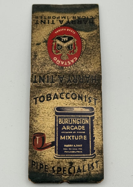 "Harry A. Tint Tobacconist" Phila, PA Vintage Feature Matchbook