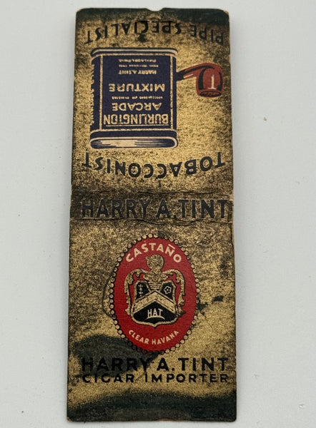 "Harry A. Tint Tobacconist" Phila, PA Vintage Feature Matchbook