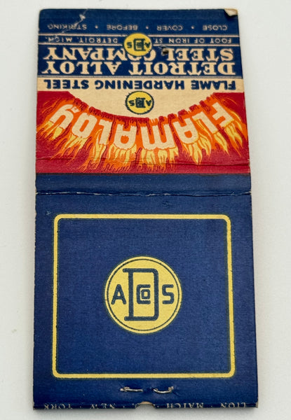 "Detroit Alloy Steel Company" Detroit, MI Vintage Feature Matchbook