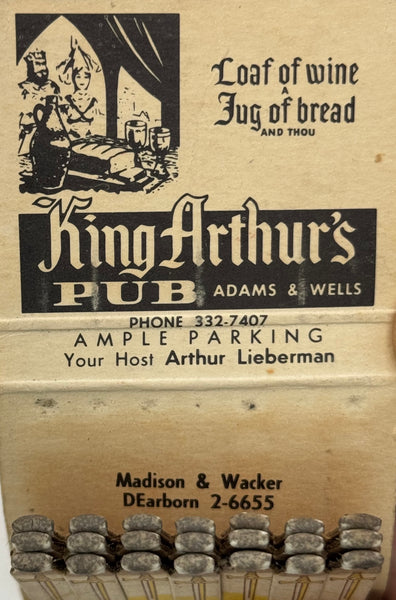 "King Arthur’s Pub" Chicago, IL Vintage Feature Matchbook