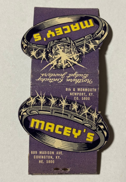 "Macey's Jewelry" Newport KY Vintage Feature Contour Matchbook