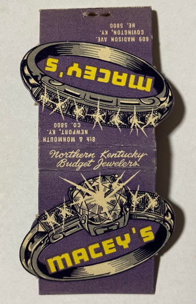 "Macey's Jewelry" Newport KY Vintage Feature Contour Matchbook