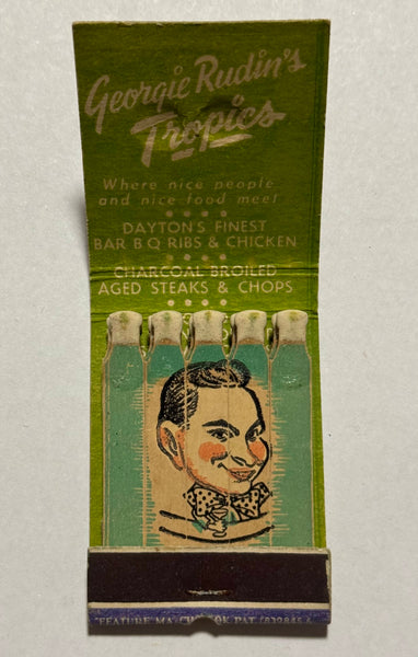 "Georgie Rudin's Tropics" Dayton, OH Vintage Feature Matchbook w/ Embossed Hula Girlie!