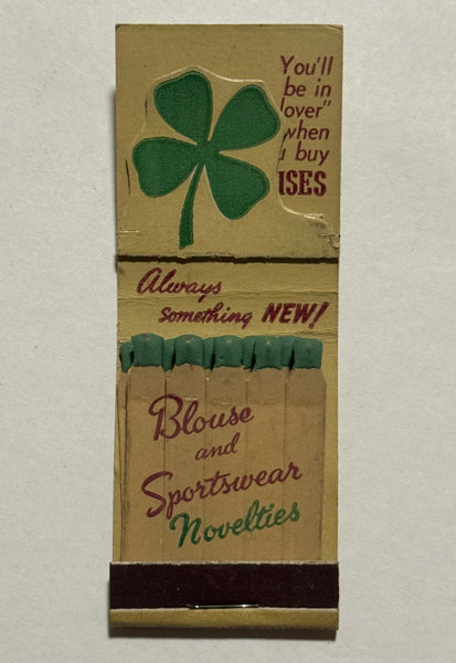 "Clover Blouses Inc." New York City, NY Vintage Feature Matchbook with a Pop-Up Display (B)