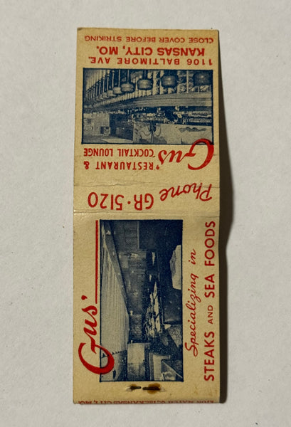 "Gus' Seafood and Steaks" Kansas City, Missouri Vintage Feature Matchbook