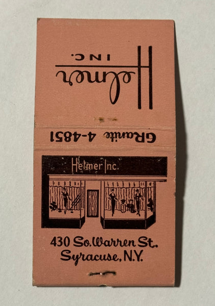 "Helmer Inc." Syracuse, NY Vintage Feature Matchbook