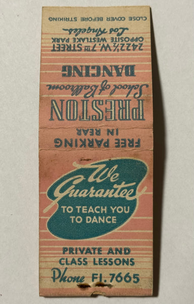 "Preston School of Ballroom Dancing" Los Angeles, CA Vintage Pop Up Display Feature Matchbook