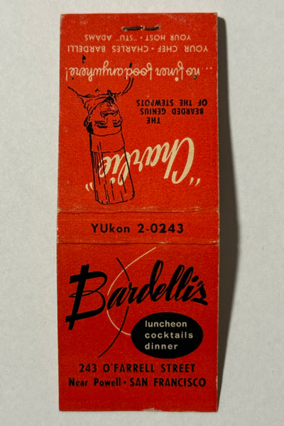 "Charlie Bardelli’s" San Francisco, CA Vintage Feature Matchbook
